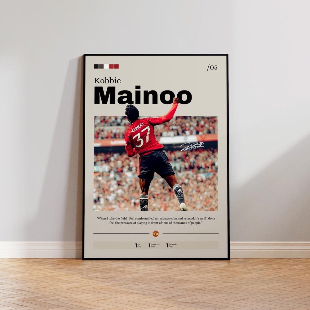 Kobbie Mainoo Poster Art Print, Mainoo Soccer Wall Décor